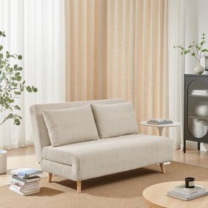 Furniture Box Brody 2 Seater Sofa Bed - Luxury Simple Modern Folding Design Cream Corduroy 83cm H X 140cm W X 91cm D