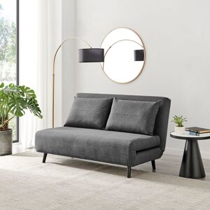 Furniture Box Brody 2 Seater Sofa Bed - Luxury Simple Modern Folding Design Dark Grey Cotton Blend 83cm H X 140cm W X 91cm D