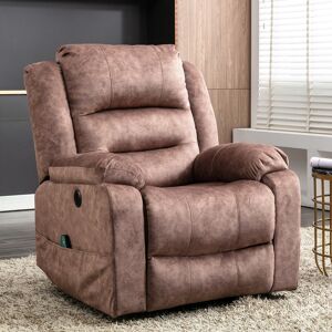 17 Stories Finni Velvet Electric Lift Assist Recliner with Massage Brown 107cm H X 87cm W X 85cm D