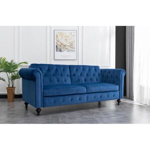 Ophelia & Co. 3 Seater Chesterfield Sofa Bed Blue 90cm H X 221cm W X 90cm D
