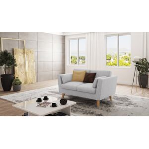 Hashtag Home Sofa 2 Seater with Wooden Legs In Scandinavian Style Kamille Silver 90cm H X 152cm W X 89cm D