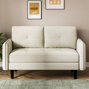 Fairmont Park 2 Seater Sofa, Modern Sofa Couch With Thicken Cushions, Comfy Sofa For Living Room/bedroom/office/apartment, Loveseat Sofa 2 Seater Settee With 2 Pock Beige Fabric 86cm H X 148cm W X 71cm D