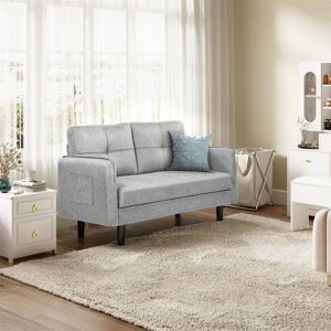 Fairmont Park 2 Seater Sofa, Modern Sofa Couch With Thicken Cushions, Comfy Sofa For Living Room/bedroom/office/apartment, Loveseat Sofa 2 Seater Settee With 2 Pock Light Grey Fabric 86cm H X 148cm W X 71cm D