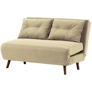 Hashtag Home Kian 2 Seater Fold Out Sofa Bed Dark Oak/Beige 78cm H X 120cm W X 90cm D