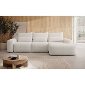 Latitude Run Carnos Hydrophobic Chenille - L-shaped Corner Sofa Bed with Additional Lumbar Pillows Cream 82cm H X 264cm W X 162cm D
