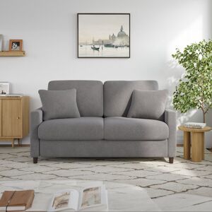 Lark Manor Balaton Vegan 2 Seater Upholstery Sofa with Pillows Grey/Teddy 88cm H X 140cm W X 77cm D Lark Manor Balaton Vegan 2 Seater Upholstery Sofa with Pillows Grey/Teddy 88cm H X 140cm W X 77cm D
