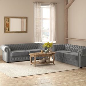 Lark Manor Allegra 3+2 Chesterfield Sofa Set Dark Grey 2 Lark Manor Allegra 3+2 Chesterfield Sofa Set Dark Grey 2
