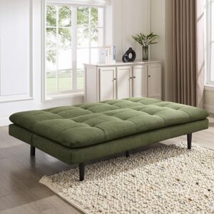 George Oliver Warick Sage Green Linen Fabric Sofa Bed Green 86cm H X 186cm W X 100cm D George Oliver Warick Sage Green Linen Fabric Sofa Bed Green 86cm H X 186cm W X 100cm D