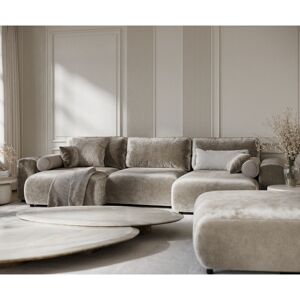 Ebern Designs Six-seater panoramic sofa Beige Chenille 79cm H X 325cm W X 144cm D Ebern Designs Six-seater panoramic sofa Beige Chenille 79cm H X 325cm W X 144cm D