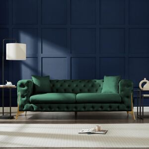 Rosdorf Park Sperryville 3 seater sofa velvet Green 77cm H X 222cm W X 88cm D Rosdorf Park Sperryville 3 seater sofa velvet Green 77cm H X 222cm W X 88cm D