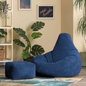 Bean Bag Bazaar icon Dalton Corduroy Recliner Bean Bag Chair & Footstool Blue Medium Bean Bag Bazaar icon Dalton Corduroy Recliner Bean Bag Chair & Footstool Blue Medium