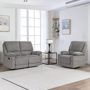 Latitude Run Sydney Latch Recliner 1 and 2 Seater Sofa Set Grey Latitude Run Sydney Latch Recliner 1 and 2 Seater Sofa Set Grey