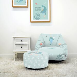 Isabelle & Max Printed Kids Snuggle Chair Beanbag And Footstool Bundle Light Blue Medium Isabelle & Max Printed Kids Snuggle Chair Beanbag And Footstool Bundle Light Blue Medium