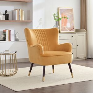 Fairmont Park Dawe 72Cm Wide Velvet Wingback Chair Yellow 80cm H X 72cm W X 80cm D Fairmont Park Dawe 72Cm Wide Velvet Wingback Chair Yellow 80cm H X 72cm W X 80cm D