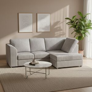 17 Stories Jumbo Cord Right Hand Upholstered Corner Sectional High Back Cushion with Foot Stool Silver 90cm H X 212cm W X 167cm D 17 Stories Jumbo Cord Right Hand Upholstered Corner Sectional High Back Cushion with Foot Stool Silver 90cm H X 212cm W X 167cm D