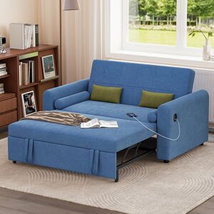 17 Stories 3 Seater Linen Sofa Bed Blue Velvet 82cm H X 145cm W X 190cm D 17 Stories 3 Seater Linen Sofa Bed Blue Velvet 82cm H X 145cm W X 190cm D