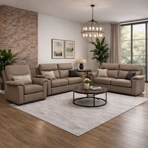 Fairmont Park Alessandrina Real Leather Power Recliner 3 + 2 + 1 Sofa Set with USB Charging Taupe 3 Fairmont Park Alessandrina Real Leather Power Recliner 3 + 2 + 1 Sofa Set with USB Charging Taupe 3