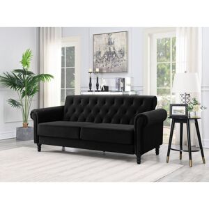 Three Posts Rainsburg 3-Seater Velvety Sofa Black 86cm H X 206cm W X 90cm D Three Posts Rainsburg 3-Seater Velvety Sofa Black 86cm H X 206cm W X 90cm D
