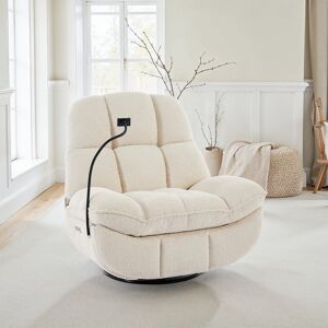 Latitude Run Chicago Swivel & Rocker Manual Recliner Chair in Beige Boucle Beige 101cm H X 113cm W X 98cm D Latitude Run Chicago Swivel & Rocker Manual Recliner Chair in Beige Boucle Beige 101cm H X 113cm W X 98cm D