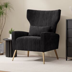 Fairmont Park 52cm Wide Elegant High-Back Armchair with Metal Legs Ideal Lounge Chair for Living Room & Bedroom Black 102.87cm H X 68.58cm W X 58.42cm D Fairmont Park 52cm Wide Elegant High-Back Armchair with Metal Legs Ideal Lounge Chair for Living Room & Bedroom Black 102.87cm H X 68.58cm W X 58.42cm D