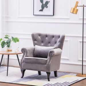 Three Posts Abrianna 75 cm W Upholstered Velvet Wingback Armchair Grey 85cm H X 75cm W X 60cm D Three Posts Abrianna 75 cm W Upholstered Velvet Wingback Armchair Grey 85cm H X 75cm W X 60cm D