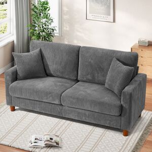 17 Stories Quinston 2 Seater Corduroy Sofa Grey 89cm H X 178cm W X 76cm D 17 Stories Quinston 2 Seater Corduroy Sofa Grey 89cm H X 178cm W X 76cm D