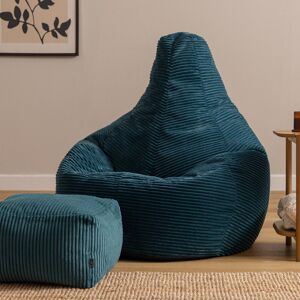 Bean Bag Bazaar Dalton Corduroy XL Recliner Bean Bag and Footstool Green Large Bean Bag Bazaar Dalton Corduroy XL Recliner Bean Bag and Footstool Green Large