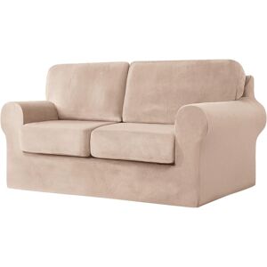 Canora Grey Sofa Cover With Separate Seat Cushions And Backrests Stretch Velvet Sofa Slipcover Couch Covers Furniture Protector Split Combined (Large 2 Seat Set 5 Beige 145cm H X 178cm W X 95cm D Canora Grey Sofa Cover With Separate Seat Cushions And Backrests Stretch Velvet Sofa Slipcover Couch Covers Furniture Protector Split Combined (Large 2 Seat Set 5 Beige 145cm H X 178cm W X 95cm D