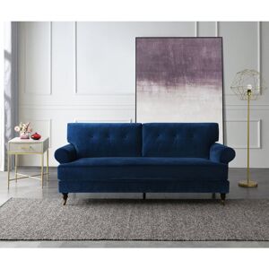 Rosdorf Park Lenapah 3 Seater Velvet Rolled Arm Sofa Blue 84cm H X 203cm W X 86cm D Rosdorf Park Lenapah 3 Seater Velvet Rolled Arm Sofa Blue 84cm H X 203cm W X 86cm D