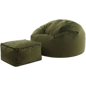 Isabelle & Max Icon Aurora Classic Velvet Bean Bag Chair & Footstool Olive Green Isabelle & Max Icon Aurora Classic Velvet Bean Bag Chair & Footstool Olive Green