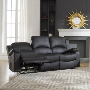 Latitude Run Abdoul 3 Seater Vegan Leather Electric Reclining Sofa Black Faux Leather 103cm H X 201cm W X 99cm D Latitude Run Abdoul 3 Seater Vegan Leather Electric Reclining Sofa Black Faux Leather 103cm H X 201cm W X 99cm D