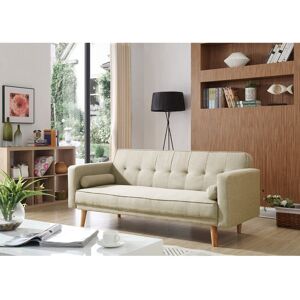 George Oliver 186*86*79*cm, Sitting and sleeping linen sofa bed, Cream Cream 81.8cm H X 186cm W X 85cm D George Oliver 186*86*79*cm, Sitting and sleeping linen sofa bed, Cream Cream 81.8cm H X 186cm W X 85cm D