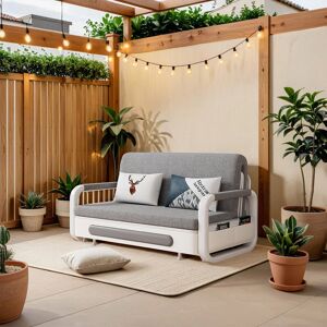 Latitude Run Convertible Sofa Bed with Storage, 2-in-1 Sleeper for Small Spaces, Grey Fabric & White Frame, Includes Latex Mattress (1.28m & 1.58m Sizes) Great for Grey 87cm H X 158cm W X 88cm D Latitude Run Convertible Sofa Bed with Storage, 2-in-1 Sleeper for Small Spaces, Grey Fabric & White Frame, Includes Latex Mattress (1.28m & 1.58m Sizes) Great for Grey 87cm H X 158cm W X 88cm D