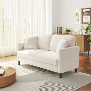 17 Stories Modern 148cm Teddy 2-Seater Sofa with Square Armrests and Two Throw Pillows Beige 226.06cm H X 375.92cm W X 198.12cm D 17 Stories Modern 148cm Teddy 2-Seater Sofa with Square Armrests and Two Throw Pillows Beige 226.06cm H X 375.92cm W X 198.12cm D