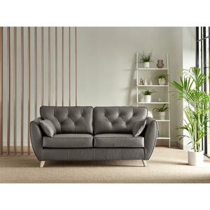 Corrigan Studio Marylin 3 Seater Leather Sofa Cloud Grey/Light Wood 84cm H X 186cm W X 80cm D Corrigan Studio Marylin 3 Seater Leather Sofa Cloud Grey/Light Wood 84cm H X 186cm W X 80cm D