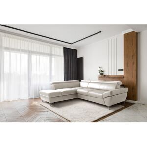 Ivy Bronx CAPRI Genuine Leather Corner Sofa with Pull-Out Bed and Storage and Adjustable Headrests Beige 93cm H X 256cm W X 210cm D Ivy Bronx CAPRI Genuine Leather Corner Sofa with Pull-Out Bed and Storage and Adjustable Headrests Beige 93cm H X 256cm W X 210cm D
