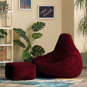 Bean Bag Bazaar icon Dalton Corduroy Recliner Bean Bag Chair & Footstool Red Medium Bean Bag Bazaar icon Dalton Corduroy Recliner Bean Bag Chair & Footstool Red Medium
