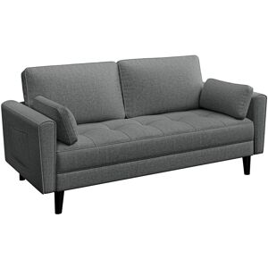 17 Stories Fabric Upholstered Sofa with 2 Throw Pillows Dark Grey 84cm H X 170cm W X 74cm D 17 Stories Fabric Upholstered Sofa with 2 Throw Pillows Dark Grey 84cm H X 170cm W X 74cm D