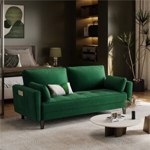 17 Stories Fabric Upholstered Sofa with 2 Throw Pillows Green 84cm H X 170cm W X 74cm D 17 Stories Fabric Upholstered Sofa with 2 Throw Pillows Green 84cm H X 170cm W X 74cm D
