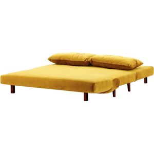 Hykkon Donald 2 Seater Fold Out Sofa Bed Mustard Yellow/Aveo 78cm H X 142cm W X 90cm D Hykkon Donald 2 Seater Fold Out Sofa Bed Mustard Yellow/Aveo 78cm H X 142cm W X 90cm D