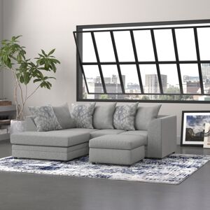 Wade Logan Folcroft Missy Corner Sofa and Footstool Set Grey 2 Wade Logan Folcroft Missy Corner Sofa and Footstool Set Grey 2