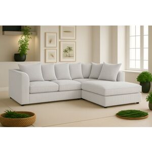 Latitude Run Jumbo Cord Right Hand Upholstered Corner Sectional Small Back Cushion with Foot Stool Silver 90cm H X 212cm W X 167cm D Latitude Run Jumbo Cord Right Hand Upholstered Corner Sectional Small Back Cushion with Foot Stool Silver 90cm H X 212cm W X 167cm D