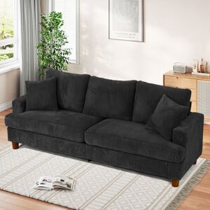 17 Stories Alexeis 3 Seater Corduroy Sofa Black 88.9cm H X 220cm W X 76cm D 17 Stories Alexeis 3 Seater Corduroy Sofa Black 88.9cm H X 220cm W X 76cm D