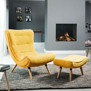Norden Home Sasha 82cm Wide Tufted Polyester Lounge Chair and Ottoman Yellow 102cm H X 82cm W X 75cm D Norden Home Sasha 82cm Wide Tufted Polyester Lounge Chair and Ottoman Yellow 102cm H X 82cm W X 75cm D