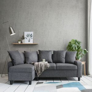 Hykkon Mitzi 3 Seater Velvet Corner Sectional Grey 80cm H x 128cm W x 196cm D Hykkon Mitzi 3 Seater Velvet Corner Sectional Grey 80cm H x 128cm W x 196cm D