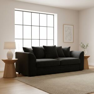 Ebern Designs 3 Seater Jumbo Cord Sofa – Small Back Sectional With Fixed Cushions & Deep Seating For Living Room Comfort Black 90cm H X 190cm W X 60cm D Ebern Designs 3 Seater Jumbo Cord Sofa – Small Back Sectional With Fixed Cushions & Deep Seating For Living Room Comfort Black 90cm H X 190cm W X 60cm D