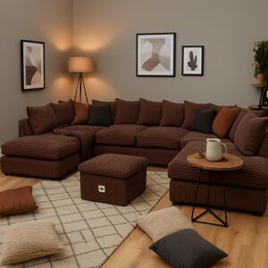 Latitude Run 5 Seater Corduroy Corner Sectional Brown 90cm H X 275cm W X 167cm D Latitude Run 5 Seater Corduroy Corner Sectional Brown 90cm H X 275cm W X 167cm D