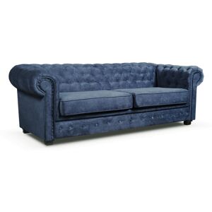 Lark Manor Allegra Chesterfield 3 Seater Sofa Navy blue 72cm H X 224cm W X 90cm D Lark Manor Allegra Chesterfield 3 Seater Sofa Navy blue 72cm H X 224cm W X 90cm D