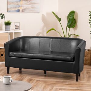 17 Stories Lanesha 3 Seat Faux Leather Sofa - Cream Black 72cm H X 156cm W X 67cm D 17 Stories Lanesha 3 Seat Faux Leather Sofa - Cream Black 72cm H X 156cm W X 67cm D