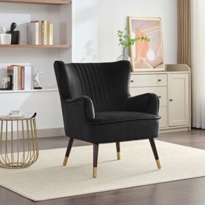 Fairmont Park Dawe 72Cm Wide Velvet Wingback Chair Black 80cm H X 72cm W X 80cm D Fairmont Park Dawe 72Cm Wide Velvet Wingback Chair Black 80cm H X 72cm W X 80cm D